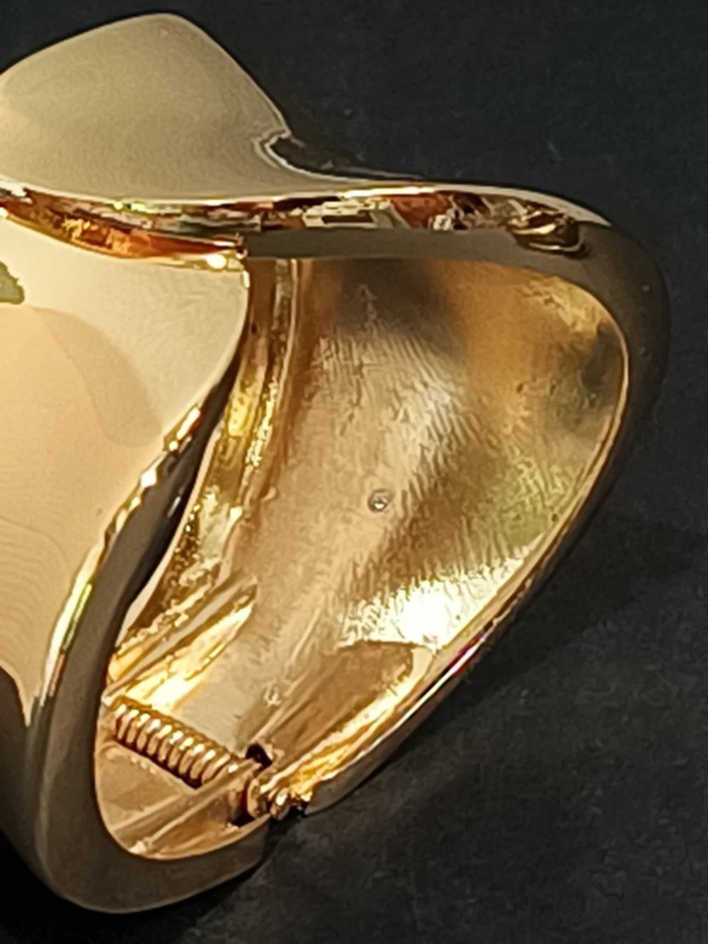 Wide Chunky Bright Gold Tone Bypass Spring Clamp Cuff Bracelet